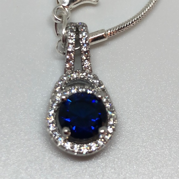FINAL - Sterling Silver Blue AAA Zircon Necklace - Picture 7 of 8